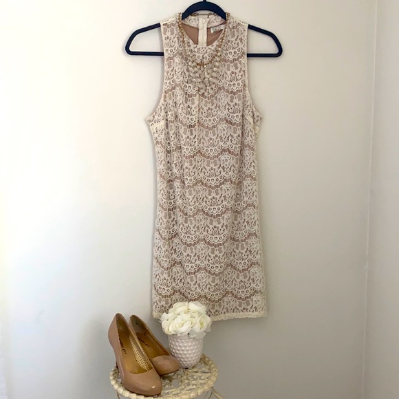 Cream lace midi dress